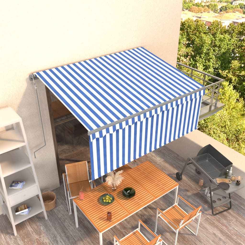 vidaXL Toldo retrátil automático com estore 3x2,5 m azul e branco